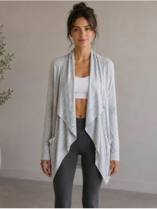 Athleta Sweaters - Athleta Gray Draped Open-Front Cardigan